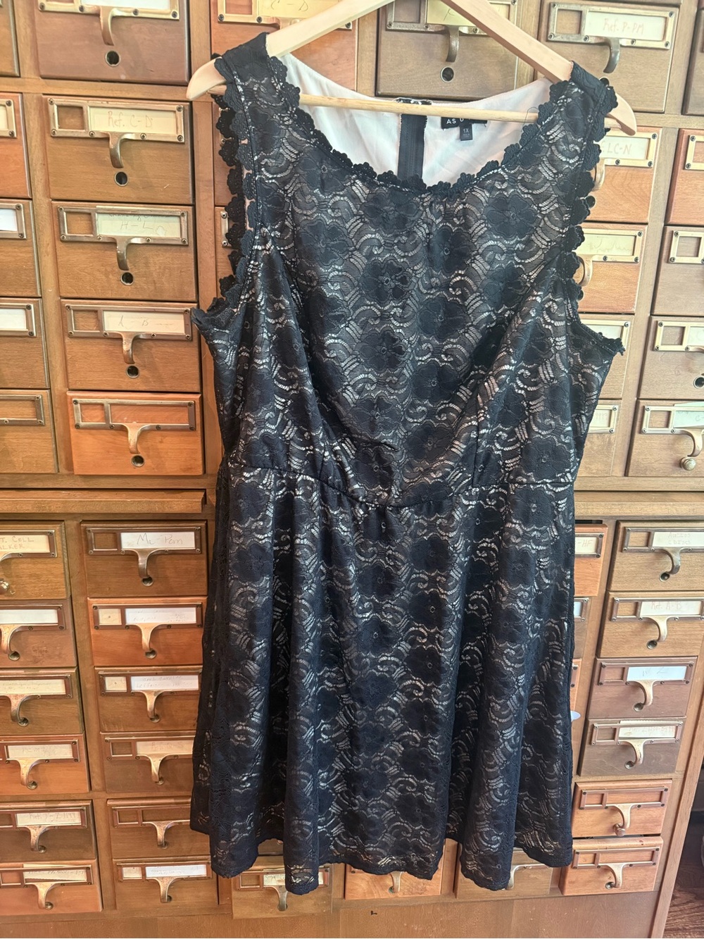 1X Black Lace Sleeveless Fit & Flare Dress - AS U WISH